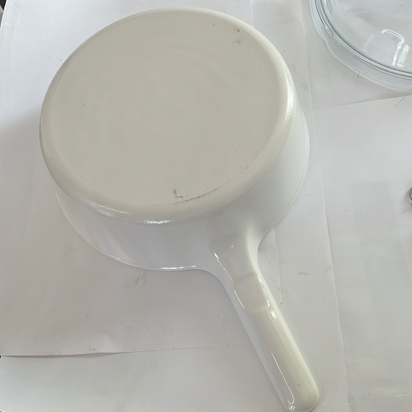 Vintage CORNING VISION White 10” Deep Fryer Fry Pan Skillet 12H w/Pyrex Lid - Picture 3 of 9